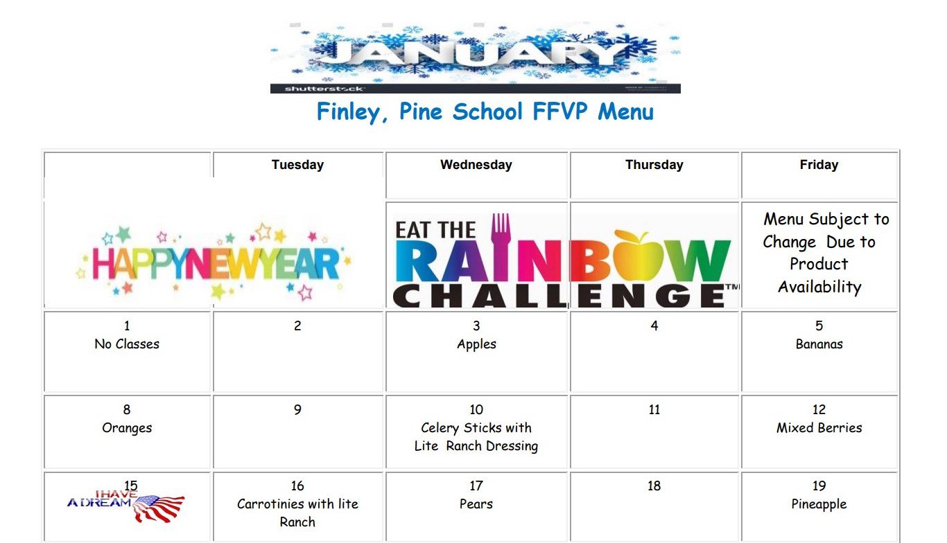 Finley & Pine's January FFVP Calendar