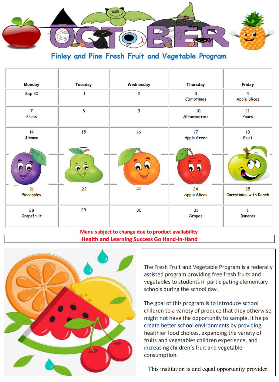 HUSD October FFVP Menu 2024